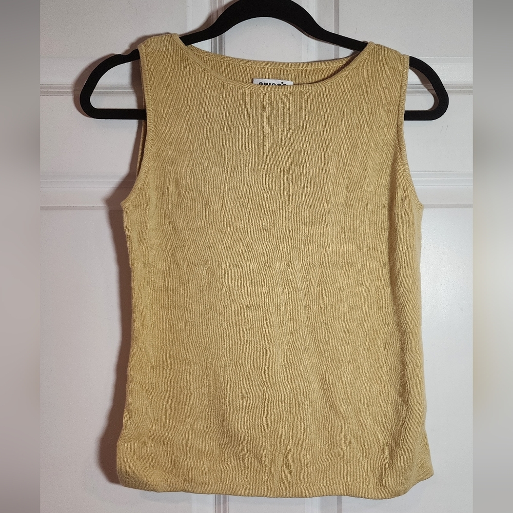 Chico's Design Golden Yellow Linen Blend Sleeveless Top Medium Chicos 1